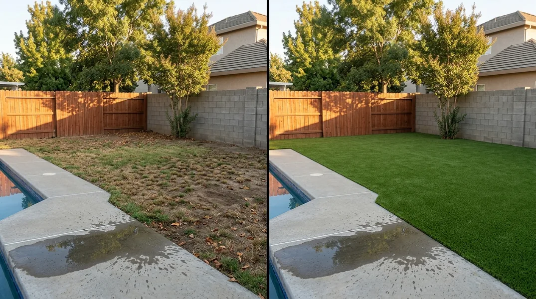 Result artificial grass installation in Modesto - Modesto Turf Installation